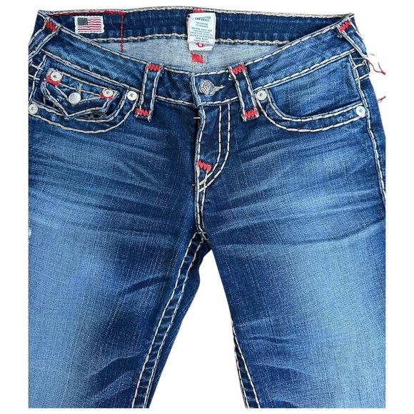 True Religion NWT Joey Super T Flare Jeans Medium Wash Low Rise Y2K, sz 28 - Picture 2 of 7